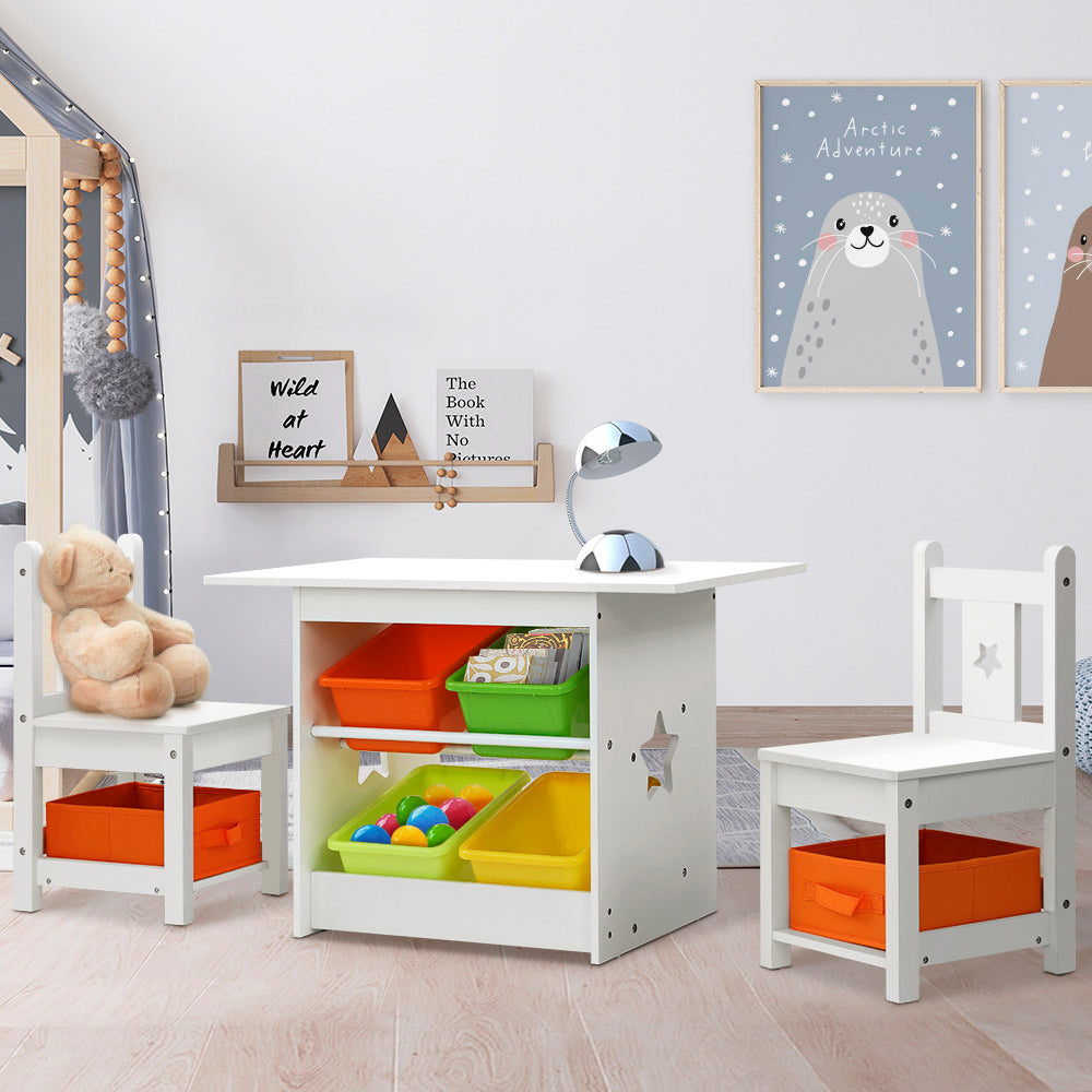 KEEZI KIDS TABLE & CHAIRS WITH STORAGE