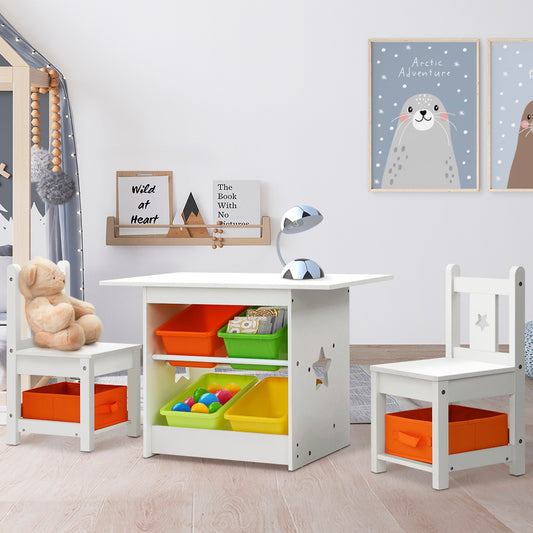 KEEZI KIDS TABLE & CHAIRS WITH STORAGE