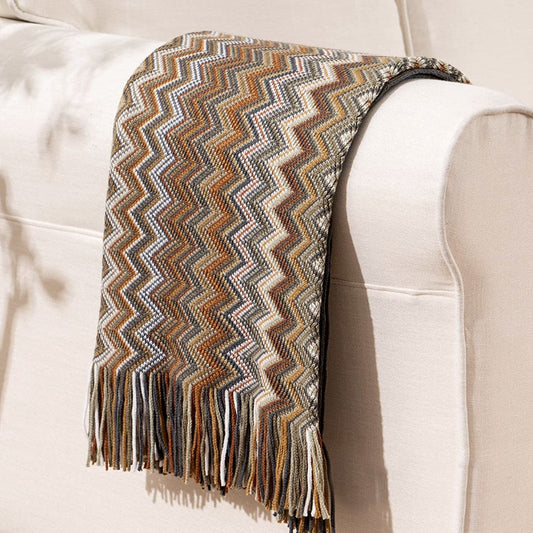 CARIBBEAN BROWN MIX KNITTED THROW BLANKET